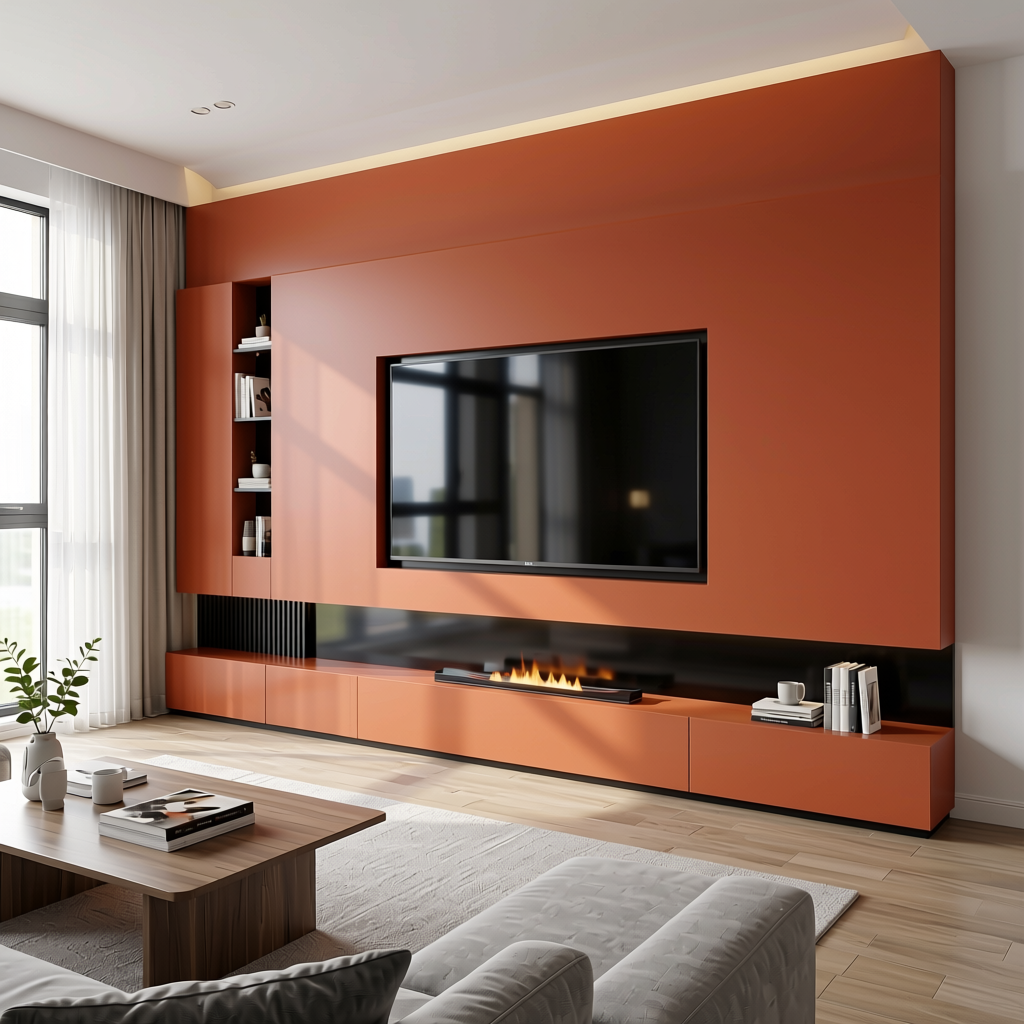 Rust Stone 2 Marble & Stone Laminate 8*4 ft Soft Touch 1.0 mm - HER-1551 — application view in a modern living room