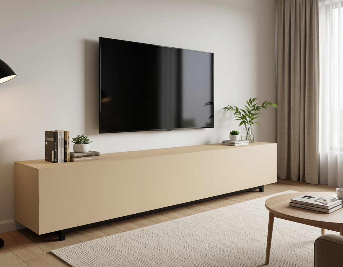 Sandstone Calm Beige Texture Laminate - STY-SOL-405 — application view in a neutral living room