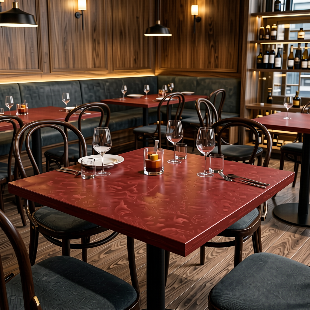 Sangrile Plain Colors Laminate 8*4 ft Suede 1.0 mm - HER-1290 — application view in a restaurant