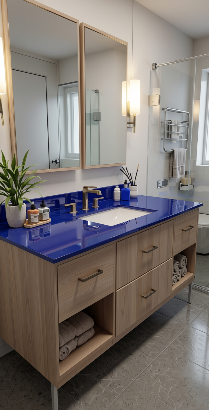 Sapphire 14012 Plain Colors Laminate 8*4 ft Mirror 1.5 mm - SAP-14012 — application view in a powder room