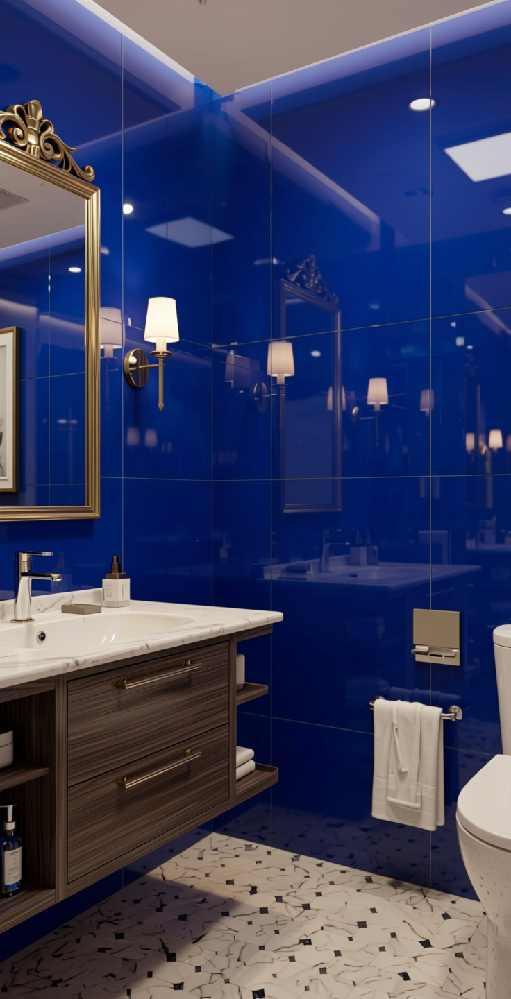 Sapphire 14013 Plain Colors Laminate 8*4 ft Mirror 1.5 mm - SAP-14013 — application view in a glamorous bathroom