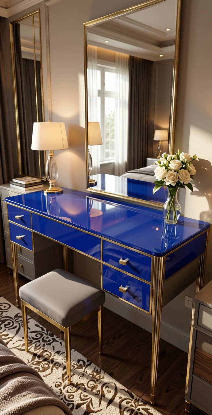 Sapphire 14019 Plain Colors Laminate 8*4 ft Mirror 1.5 mm - SAP-14019 — application view in a glamorous bedroom