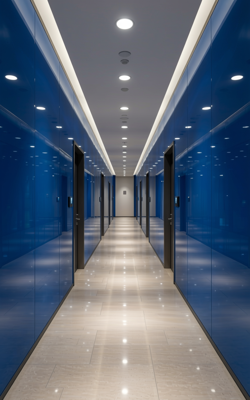 Sapphire 14320 Plain Colors Laminate 8*4 ft Mirror 1.5 mm - SAP-14320 — application view in a modern hallway