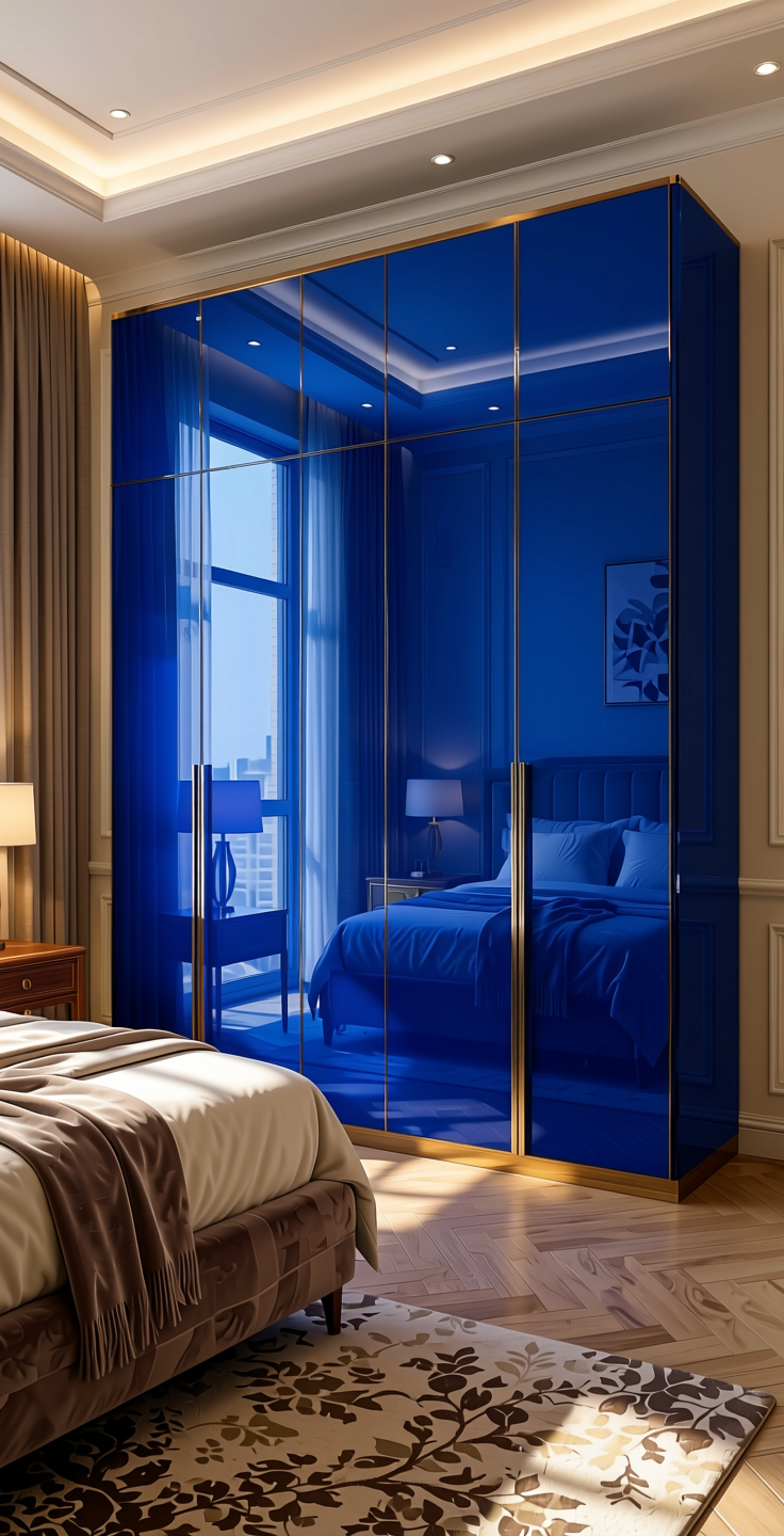 Sapphire 14391 Plain Colors Laminate 8*4 ft Mirror 1.5 mm - SAP-14391 — application view in a luxury bedroom