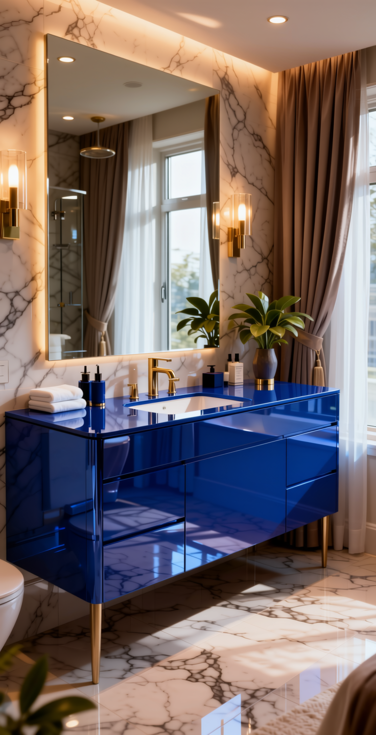 Sapphire 14528 Plain Colors Laminate 8*4 ft Mirror 1.5 mm - SAP-14528 — application view in a luxury bathroom