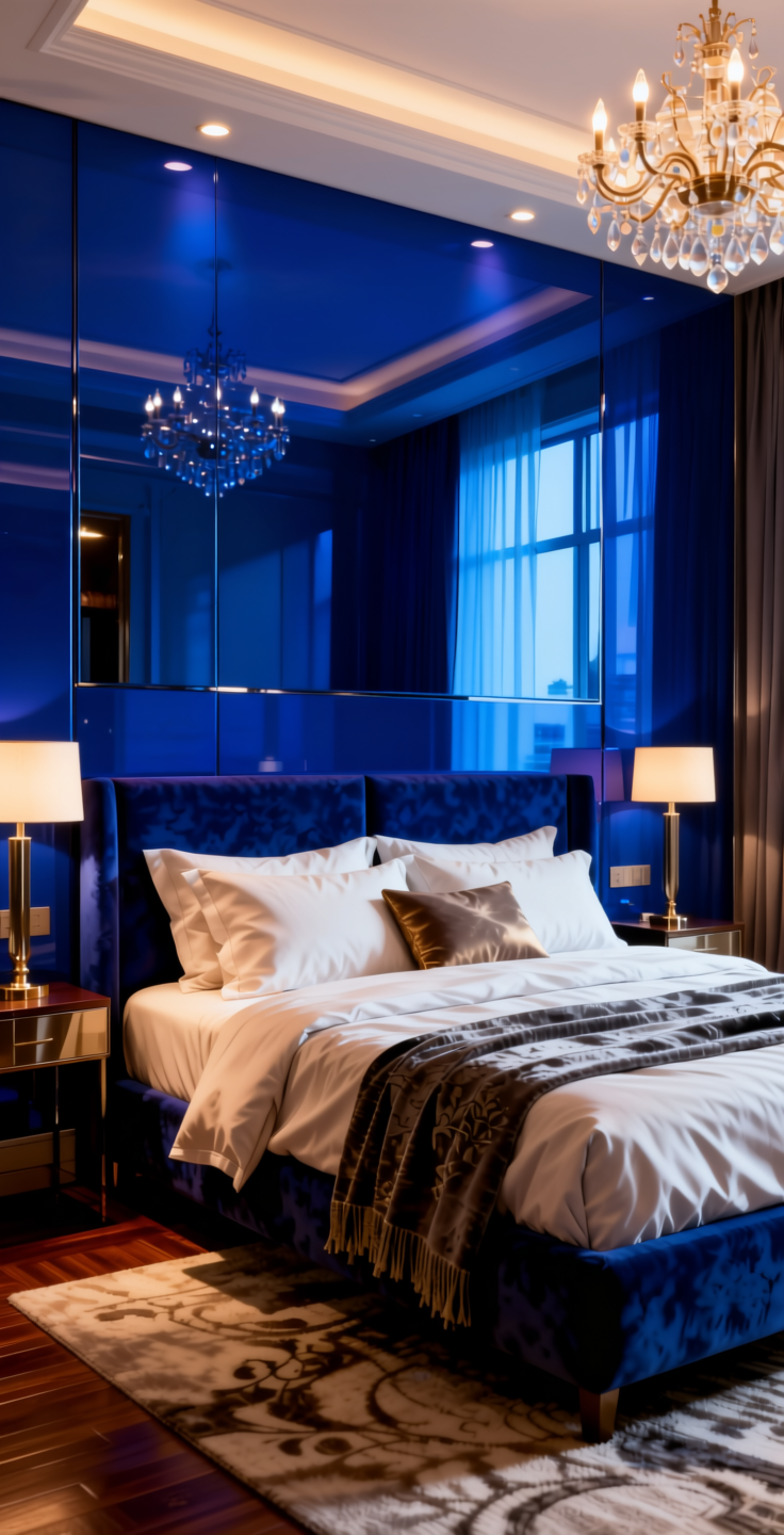 Sapphire 14531 Plain Colors Laminate 8*4 ft Mirror 1.5 mm - SAP-14531 — application view in a glamorous bedroom