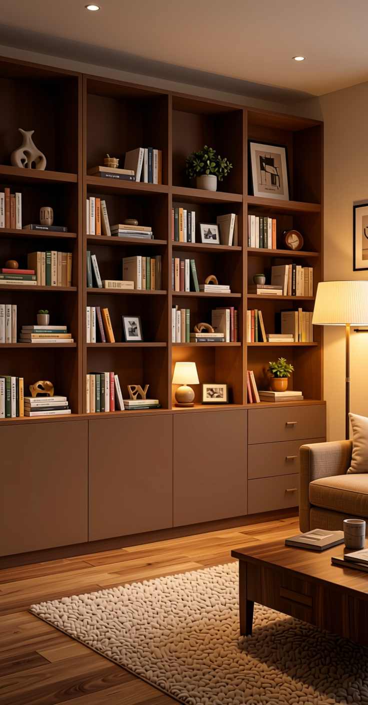 Dark Beige Laminate 8x4 ft Matte 1 mm - Brown Plain — application view in a cozy study