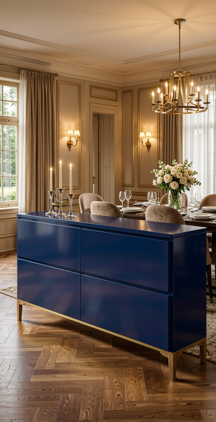 B Plain Laminate 8x4 ft High Gloss 1 mm - LM 14262 — application view in a elegant dining room