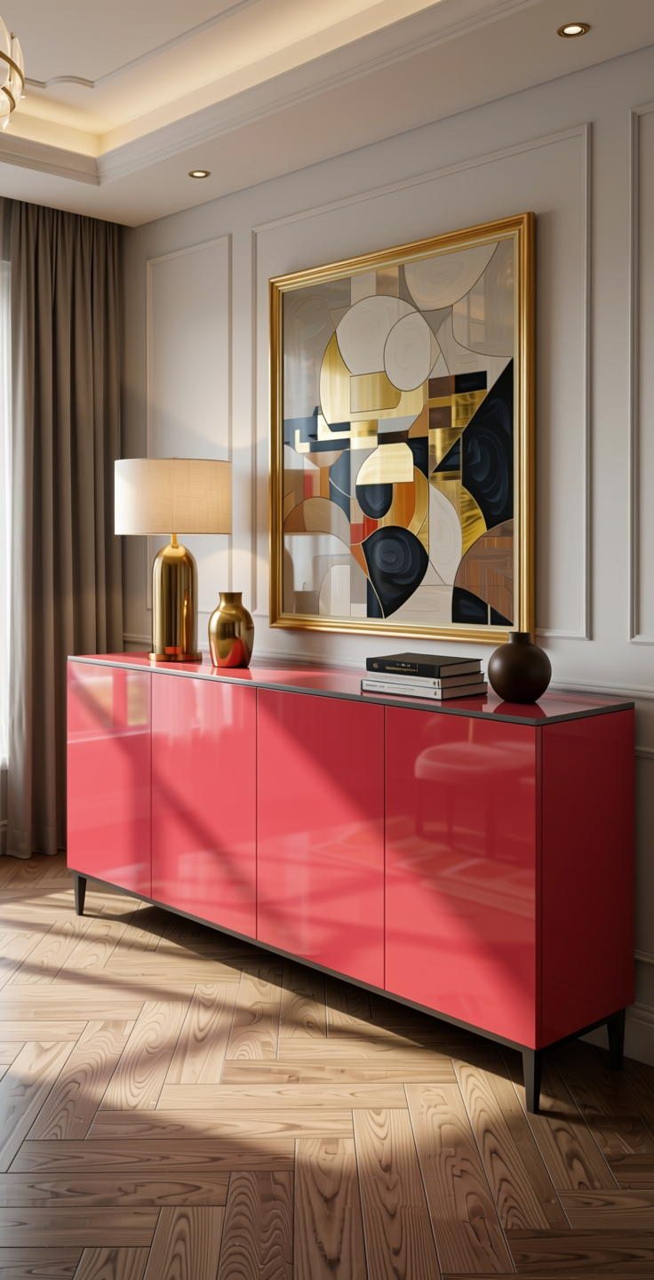 B Plain Laminate 8x4 ft High Gloss 1 mm - LM 14290 — application view in a sophisticated dining room