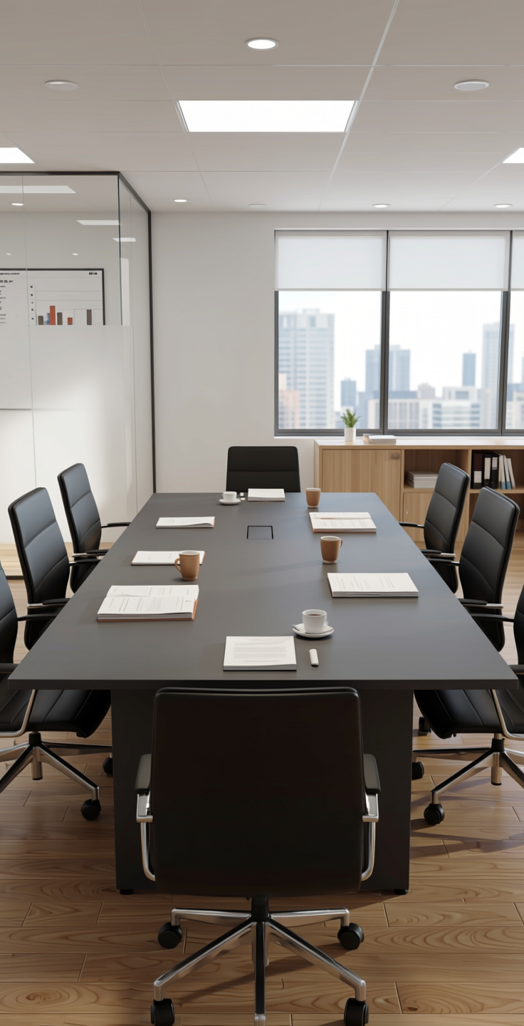 B Plain Laminate 8x4 ft Matte 1 mm - LM 14229 — application view in a minimalist office