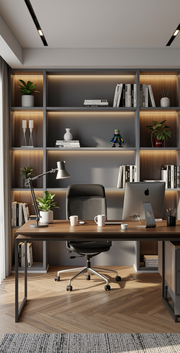 C Plain Laminate 8x4 ft High Gloss 1 mm - LM 14251 — application view in a modern home office