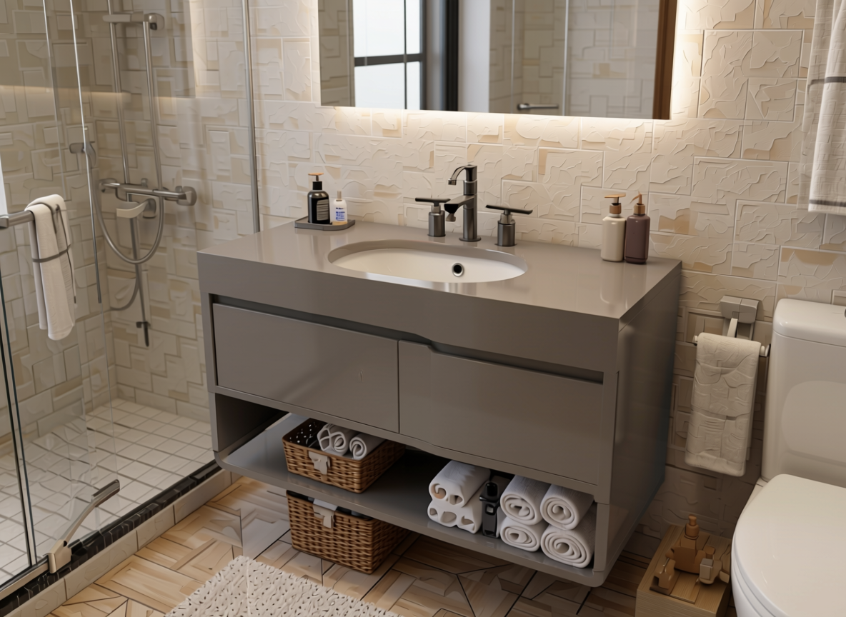 Plain Laminate 8x4 ft High Gloss 0.8 mm - LM 14437 — application view in a bathroom