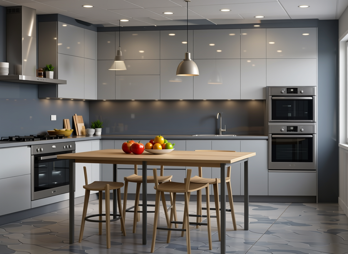Plain Laminate 8x4 ft High Gloss 0.8 mm - LM 14441 — application view in a kitchen