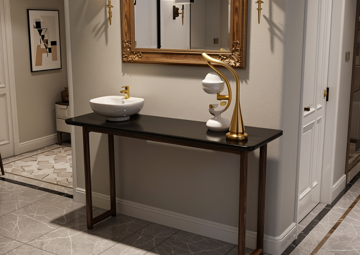 Plain Laminate 8x4 ft High Gloss 0.8 mm - LM 14445 — application view in a stylish entryway
