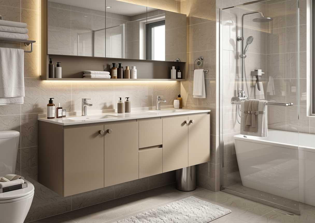 Plain Laminate 8x4 ft High Gloss 0.8 mm - LM 14447 — application view in a bathroom