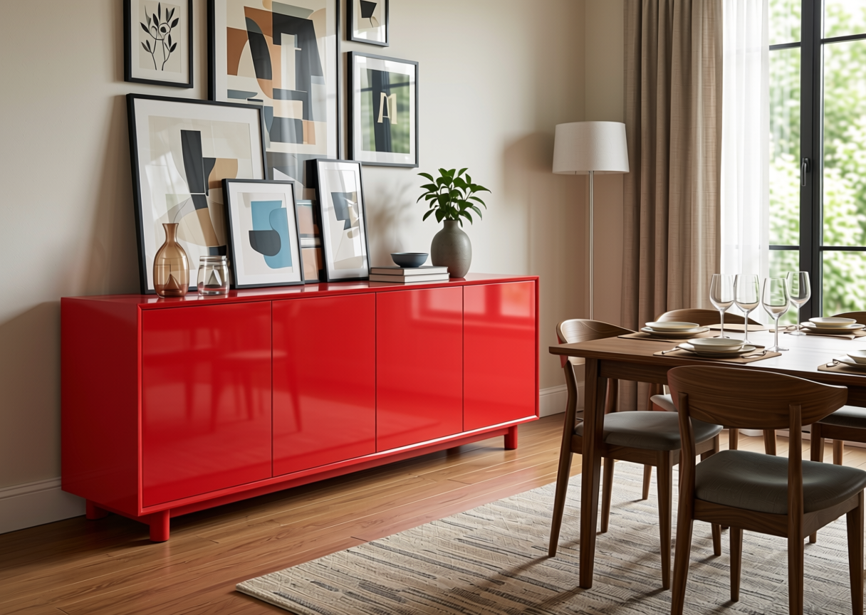 Plain Laminate 8x4 ft High Gloss 0.8 mm - LM 14448 — application view in a dining room