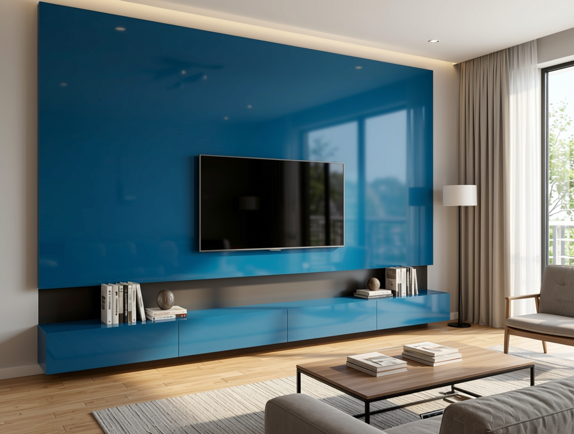 Plain Laminate 8x4 ft High Gloss 0.8 mm - LM 14455 — application view in a modern living room
