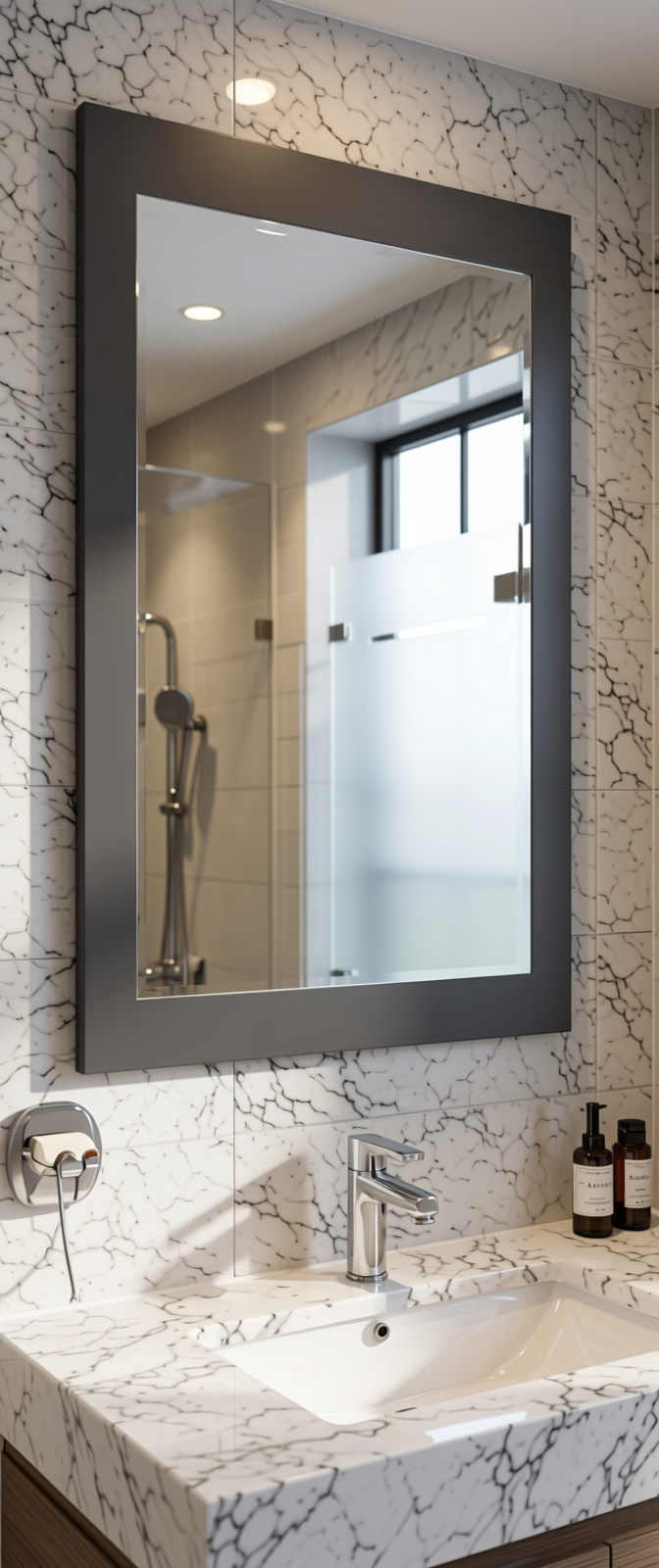 Plain Laminate 8x4 ft Matte 0.8 mm - LM 14517 — application view in a modern bathroom