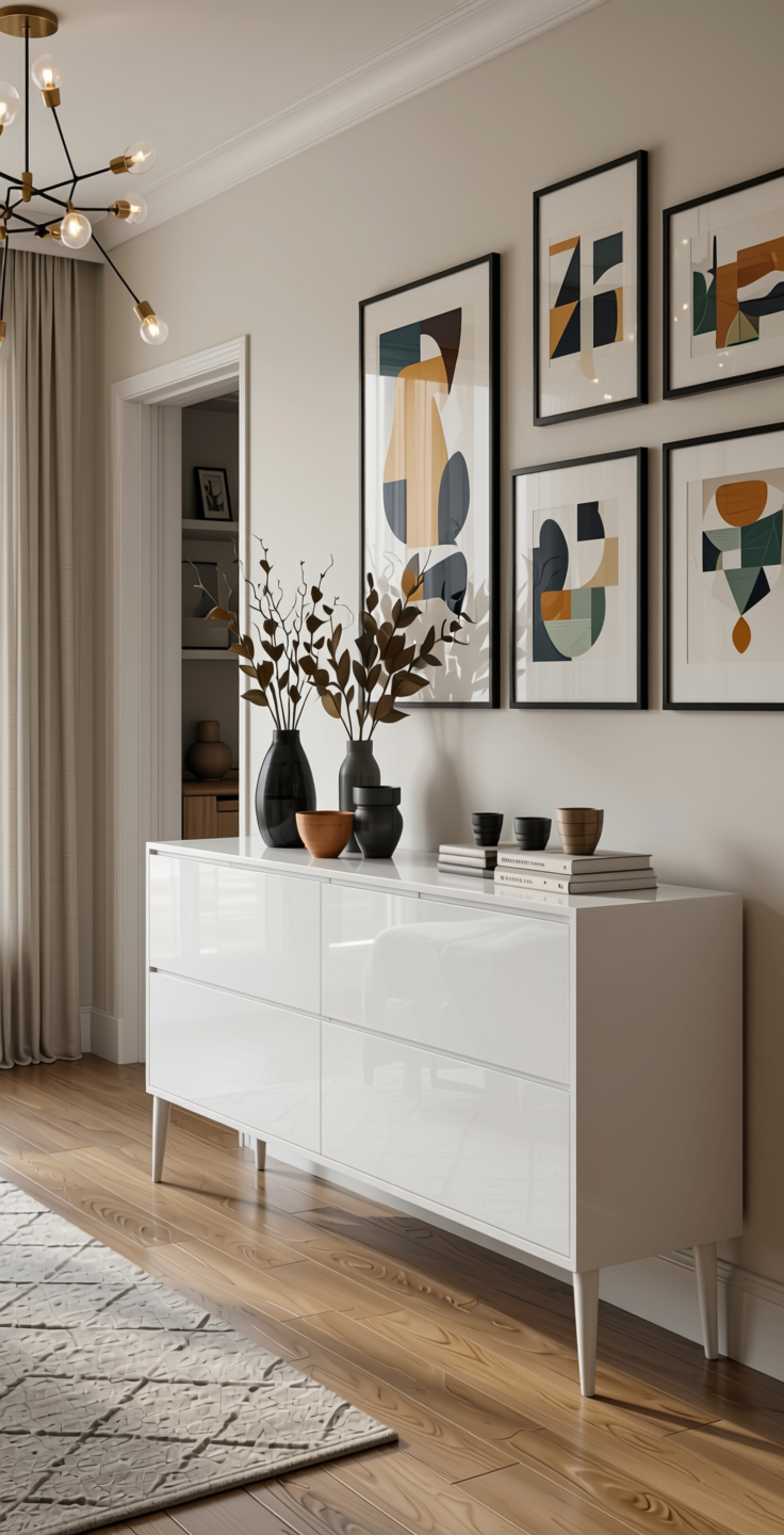 One and Only Plain Laminate 8x4 ft High Gloss 1 mm - LM 14288 — application view in a foyer