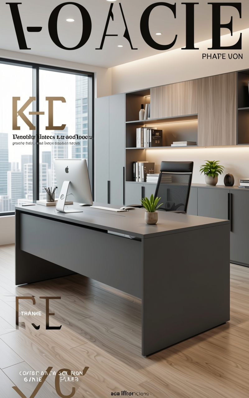 Smoke Grey Texture Laminate 4x8 ft - STY-SOL-531 — application view in a contemporary office