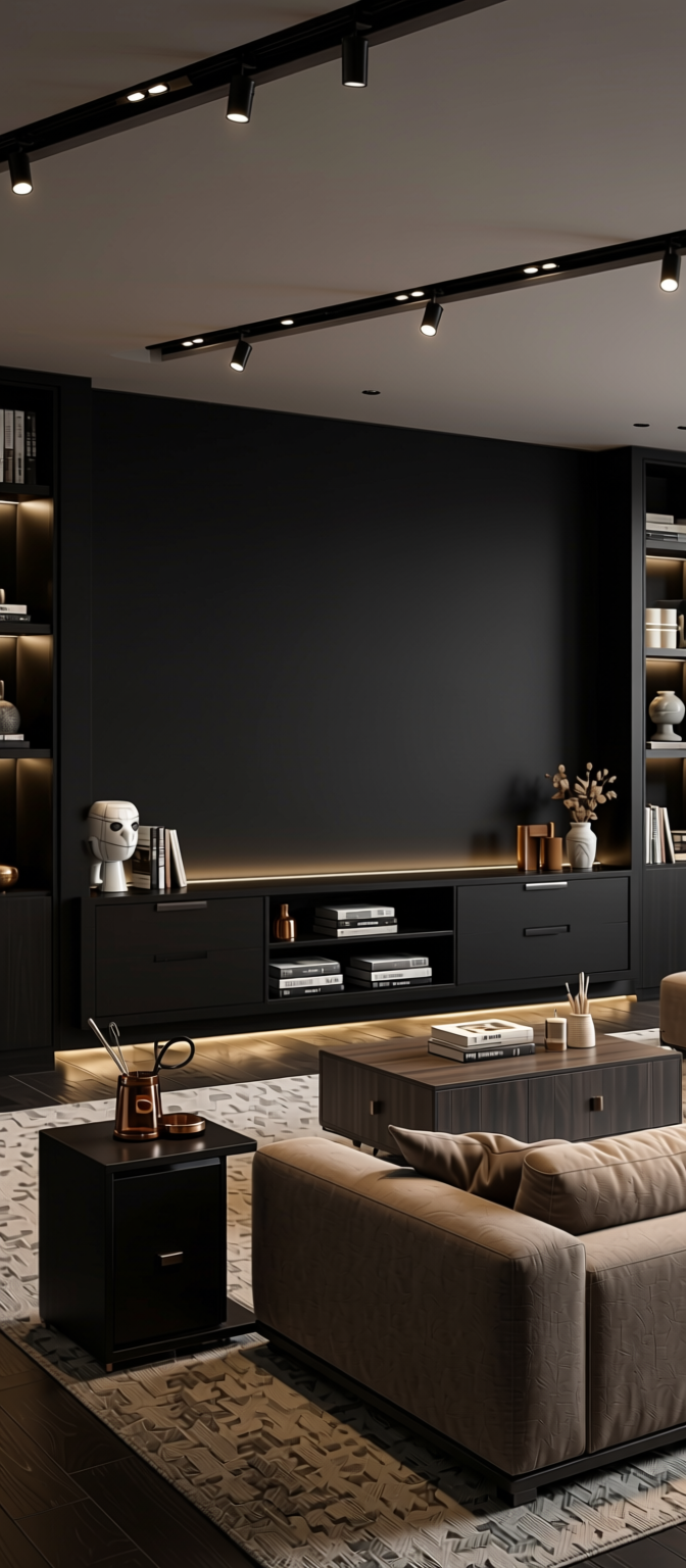 Black Magic Plain Laminate 8x4 ft Matte 1 mm - 142 SM — application view in a home theater