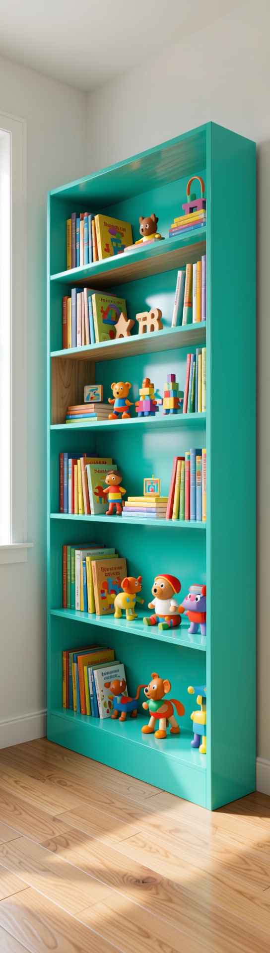 Aqua Green Plain Laminate 8x4 ft Glossy 0.8 mm - 740 SG — application view in a kid's room