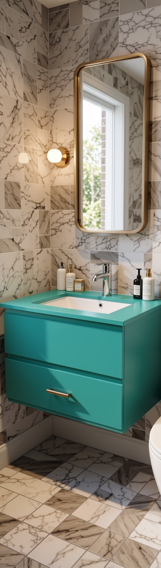 Aqua Green Plain Laminate 8x4 ft Matte 0.8 mm - 740 DM — application view in a bathroom