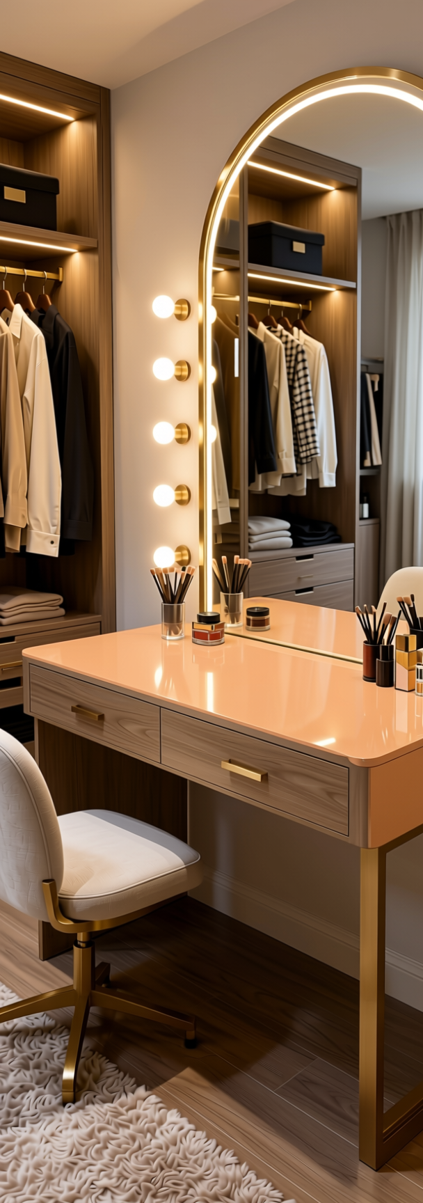 Pavlova Plain Laminate 8x4 ft Glossy 0.8 mm - 738 SG — application view in a chic dressing room