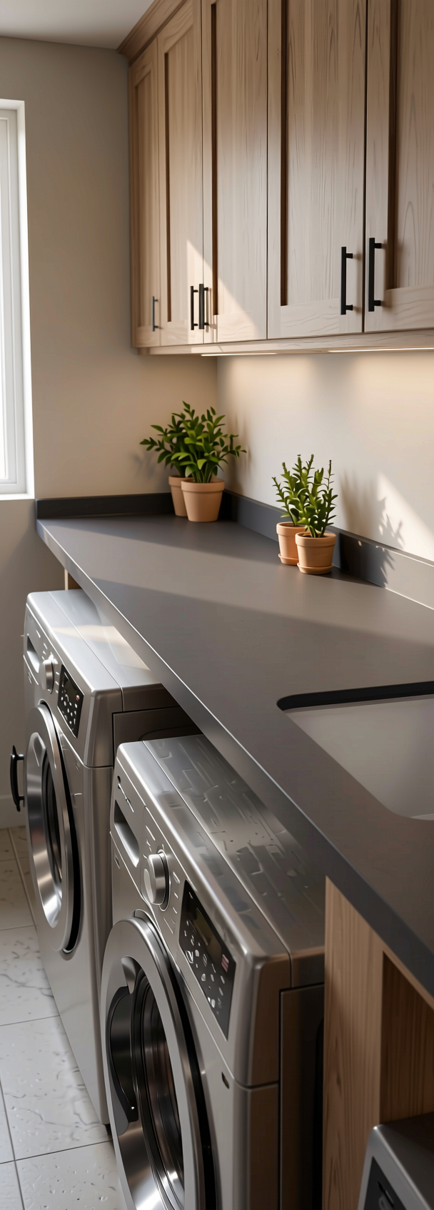 River Stone Plain Laminate 8x4 ft Matte 0.8 mm - 745 DM — application view in a laundry room