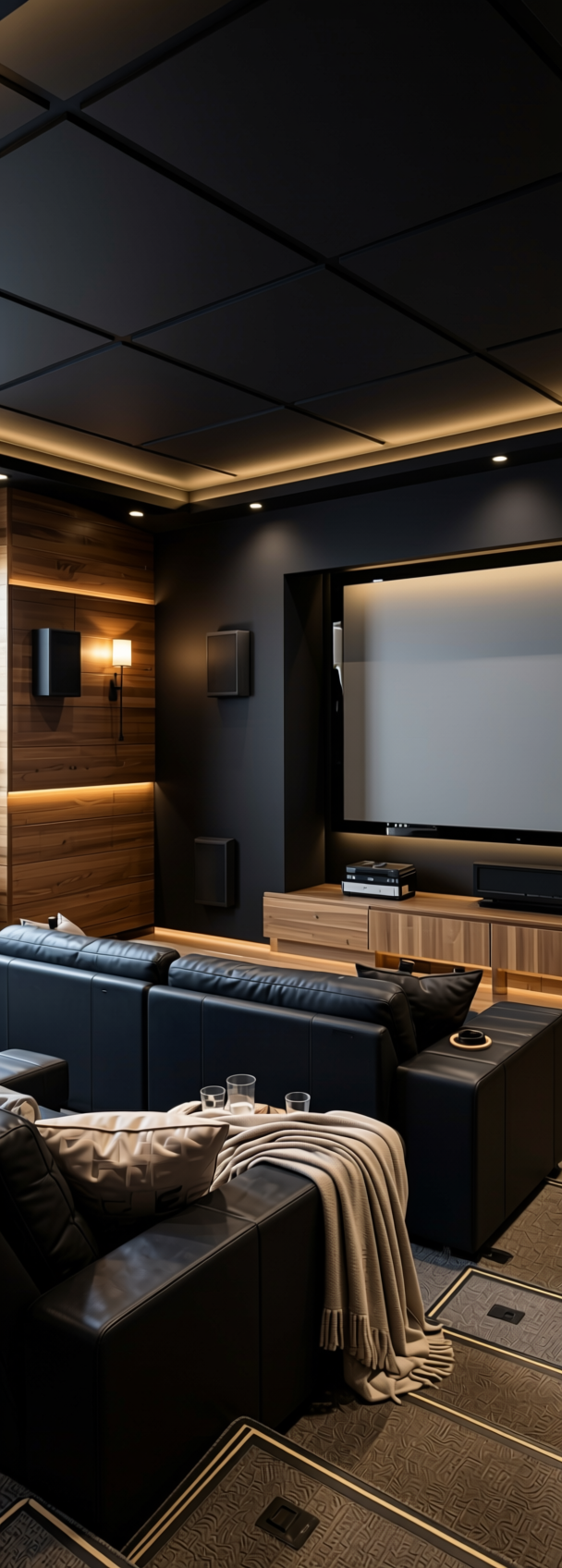 Zed Black Plain Laminate 8x4 ft Matte 0.8 mm - 727 DM — application view in a home theater