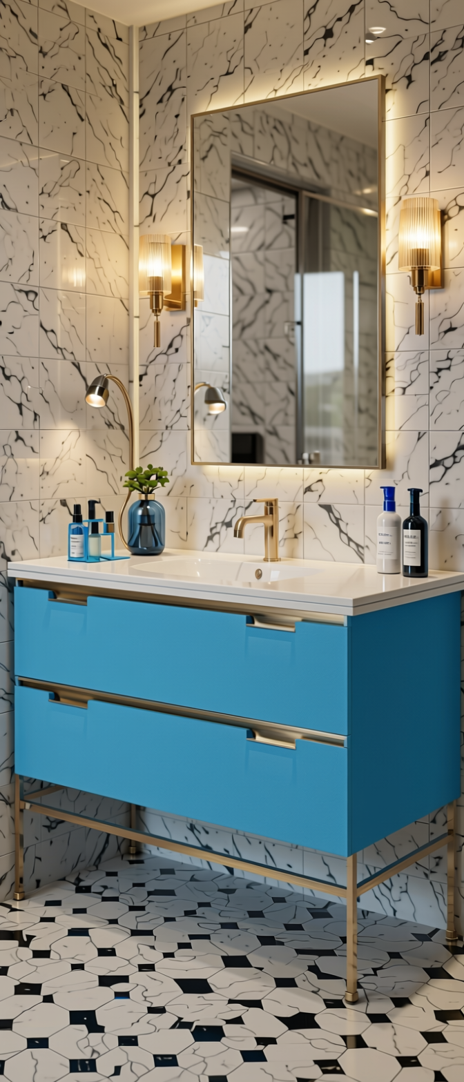Azure White Plain Laminate 8x4 ft Suede 0.8 mm - 101 SD — application view in a elegant bathroom