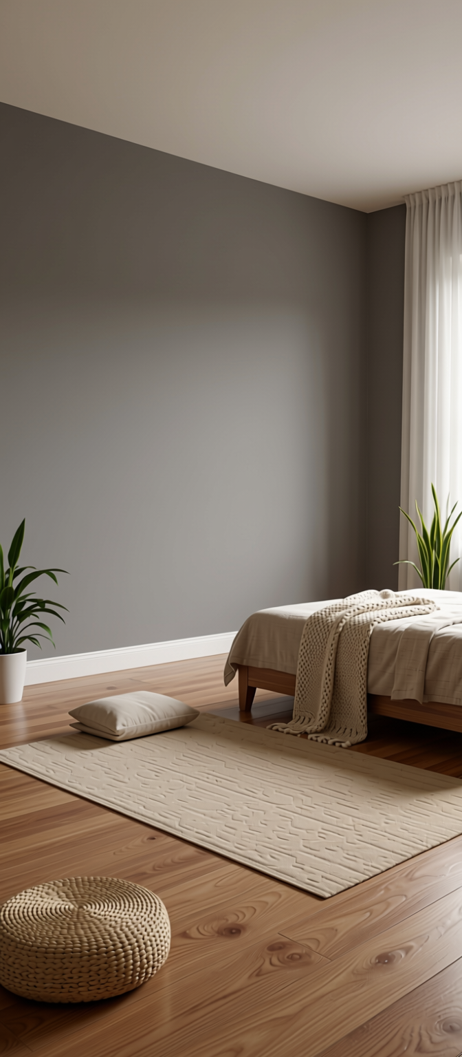 Dim Grey Plain Laminate 8x4 ft Matte 1 mm - 1067 SM — application view in a meditation room