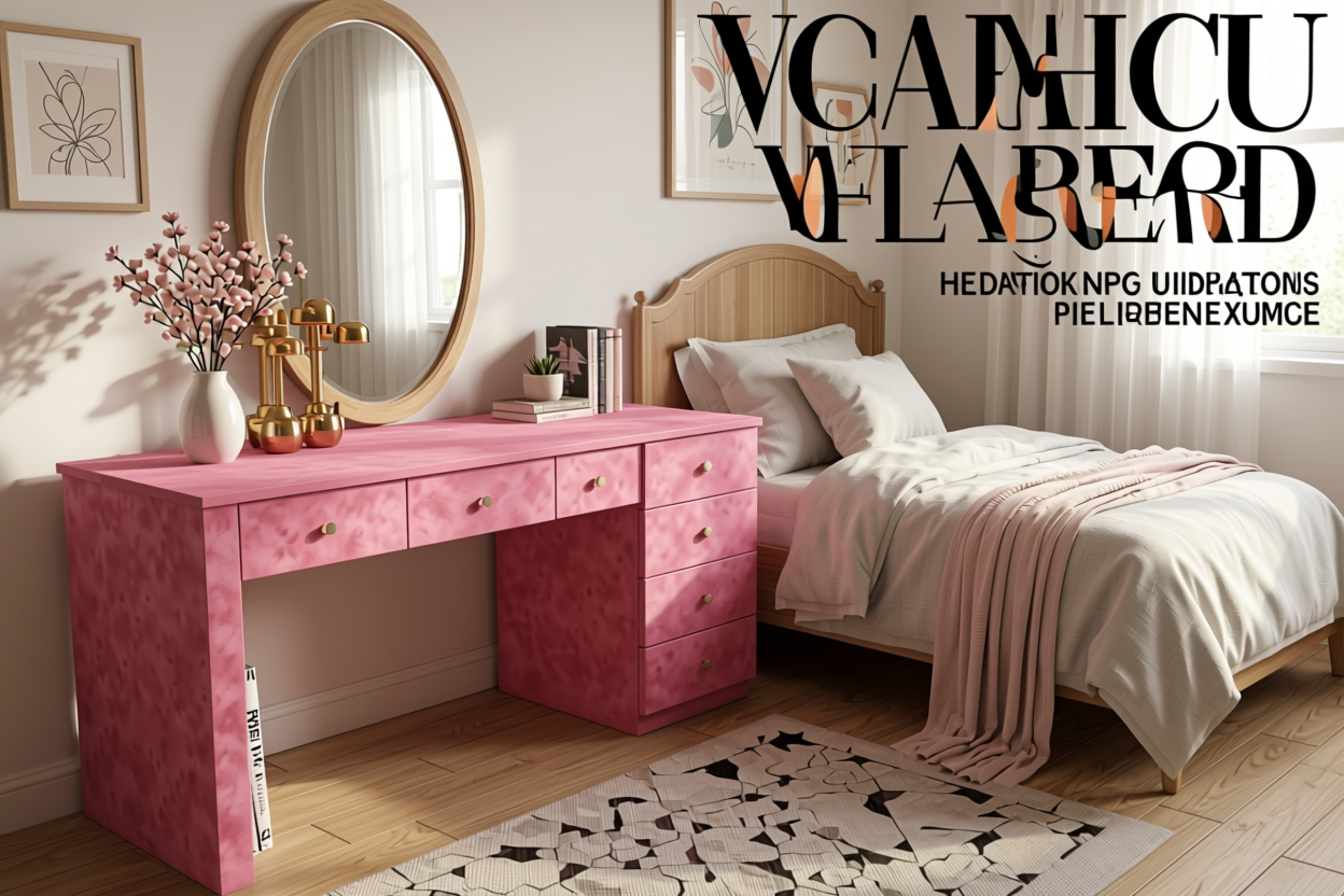 Pink Blossom Plain Laminate 8x4 ft Suede 0.8 mm - 570 SD — application view in a girl's bedroom