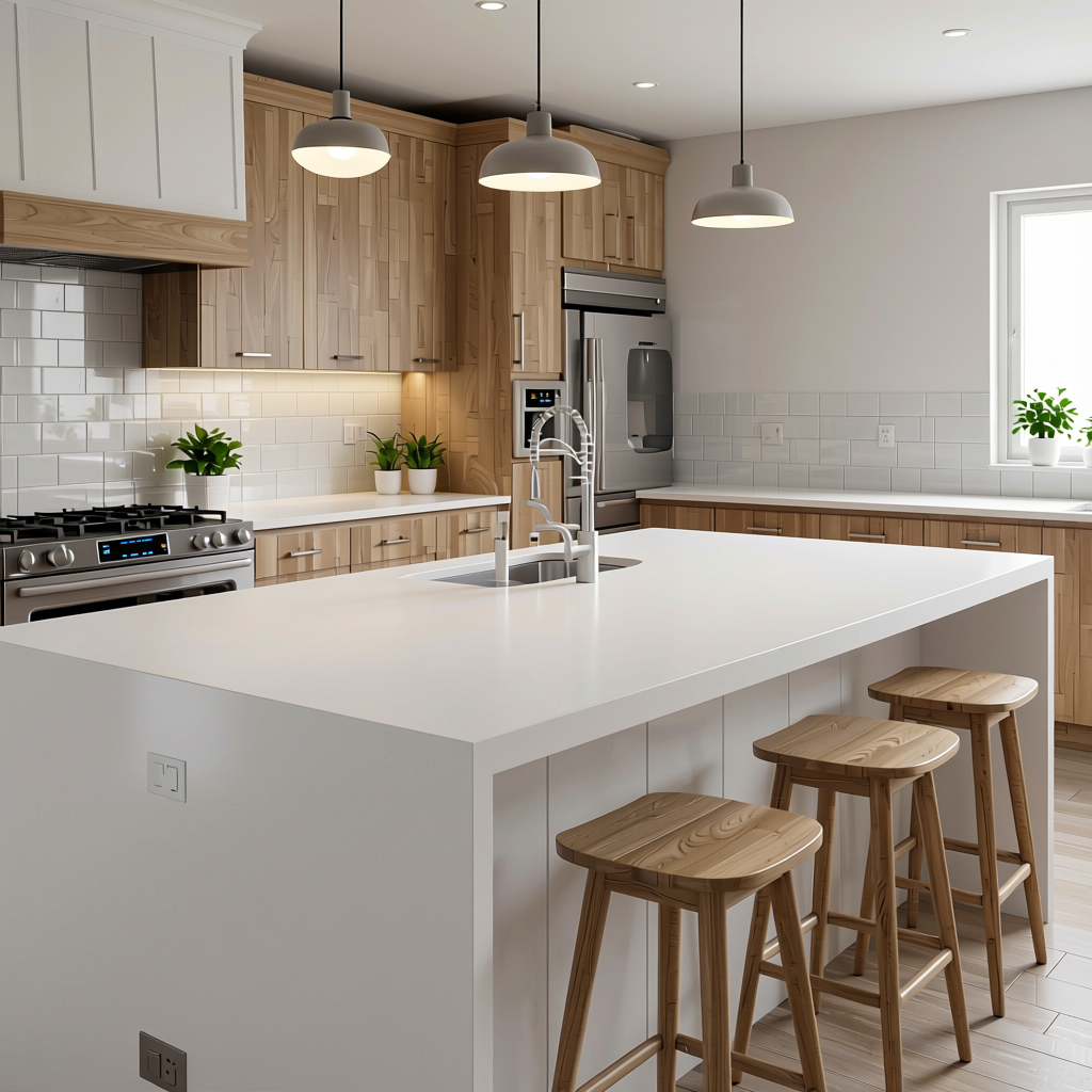 Pure White Plain Laminate 8x4 ft Matte 1 mm - 8001 SM — application view in a kitchen