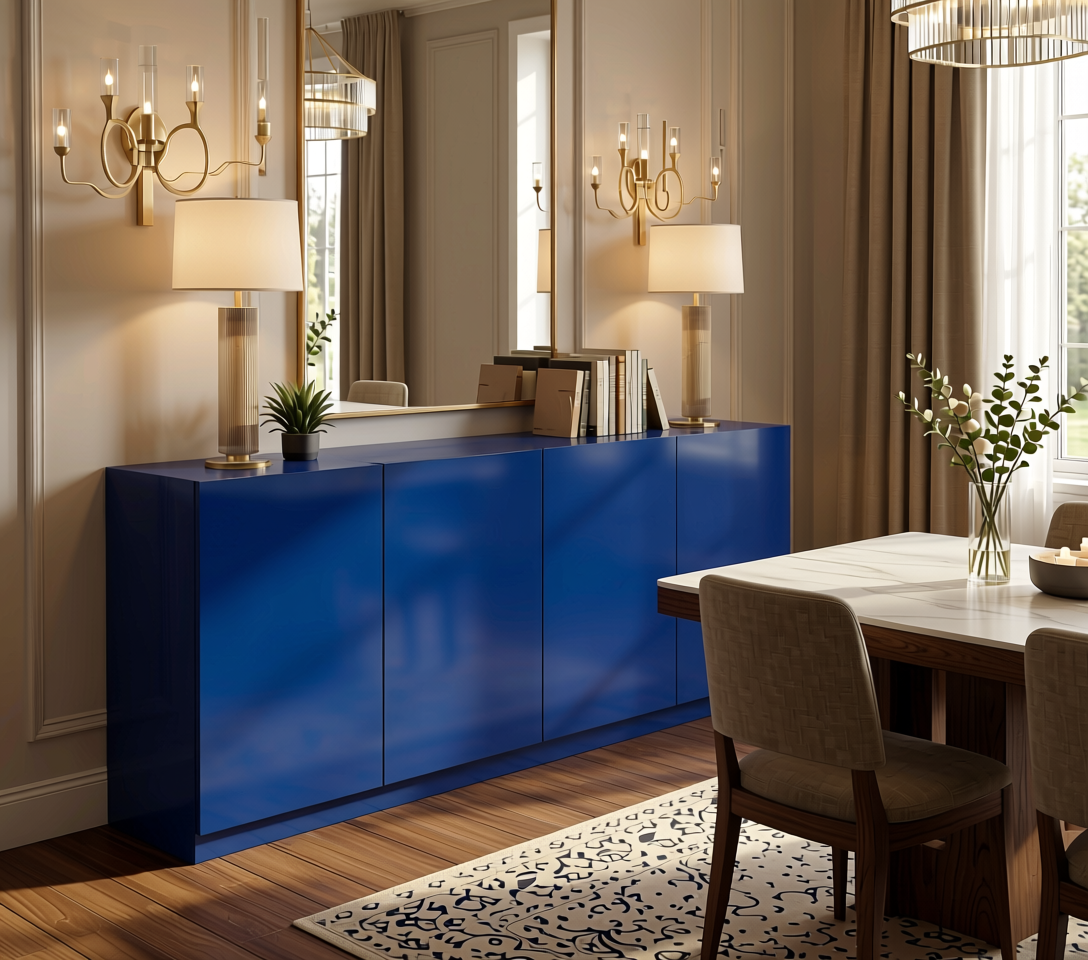 Royal Ink Plain Laminate 8x4 ft Glossy 0.8 mm - 529 GL — application view in a elegant dining room