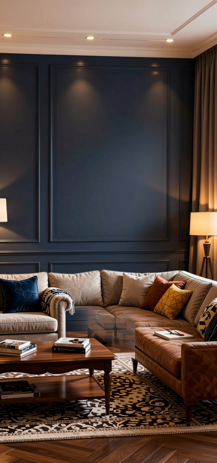 Stormy Night Plain Laminate 8x4 ft Satin 1 mm - 3013 FS — application view in a formal living room