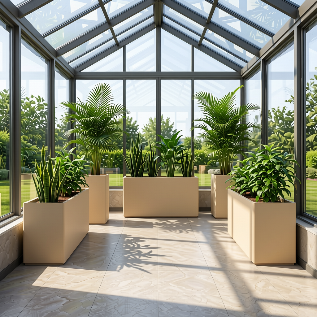 Tidal Sand Plain Laminate 8x4 ft Matte 1 mm - 1033 SM — application view in a sunroom
