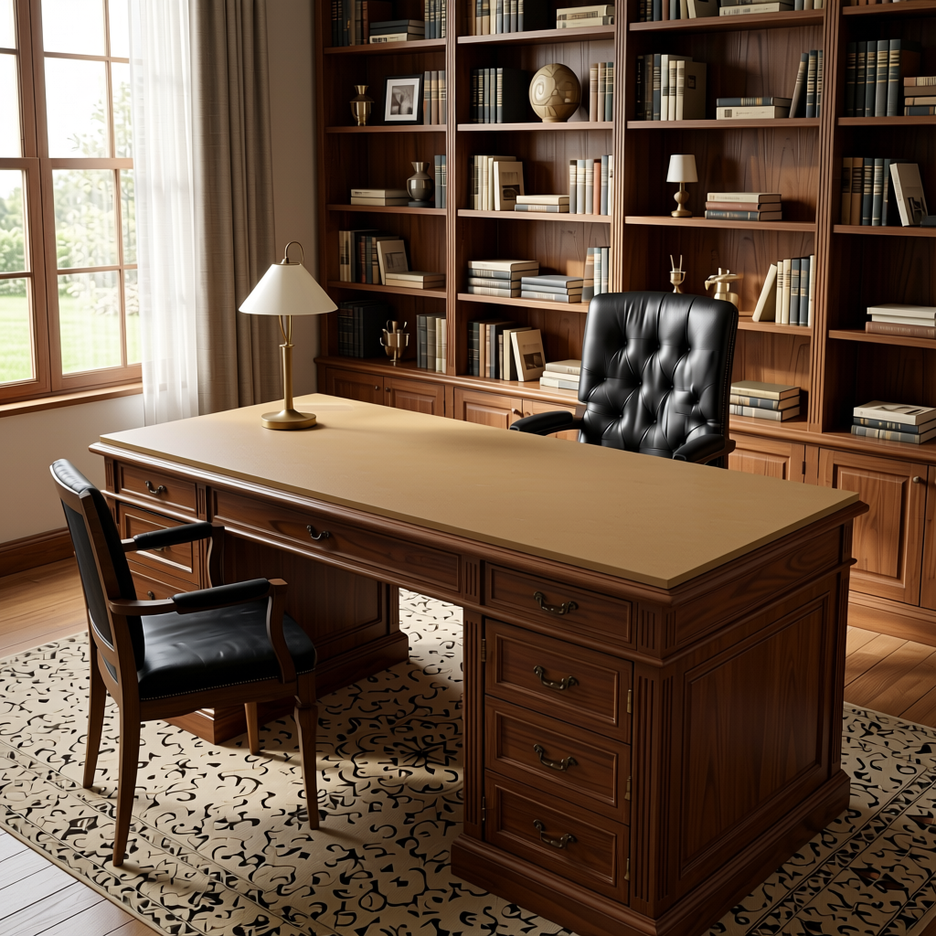Tan Plain Colors Laminate 8*4 ft Suede 1.0 mm - HER-1294 — application view in a study room