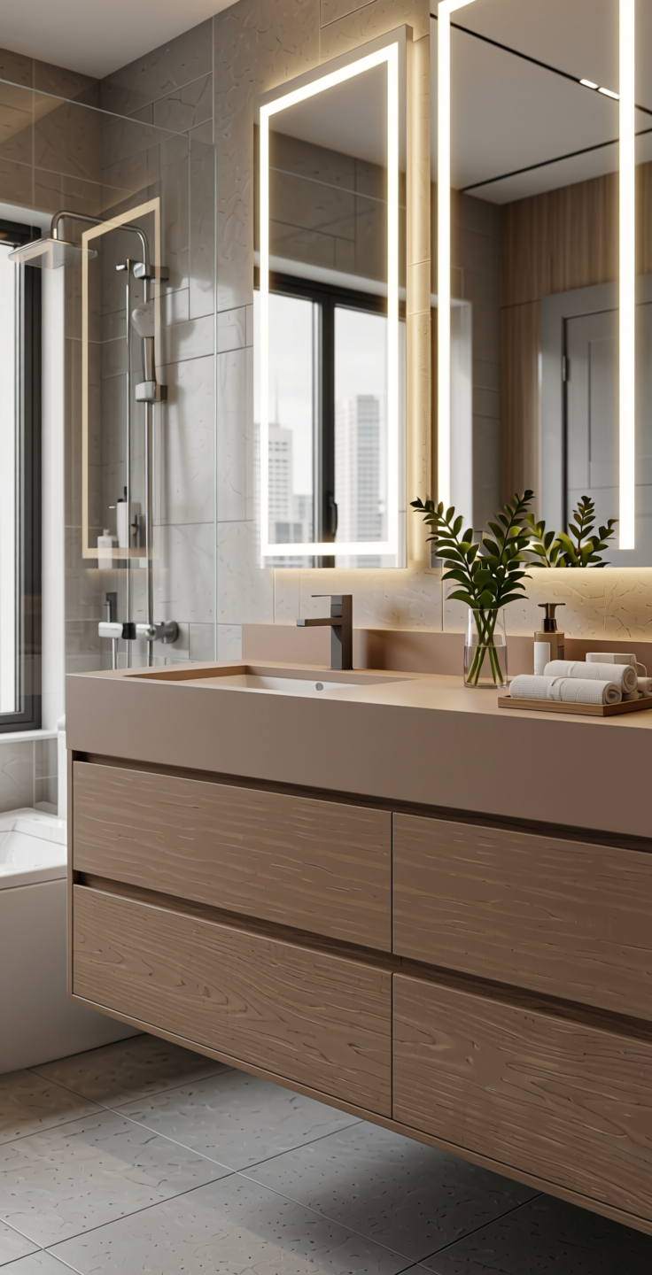 Thermolite G-15052 Plain Colors Wall Panel 8*4 ft Matte 1.0 mm - THE-G-15052 — application view in a modern bathroom