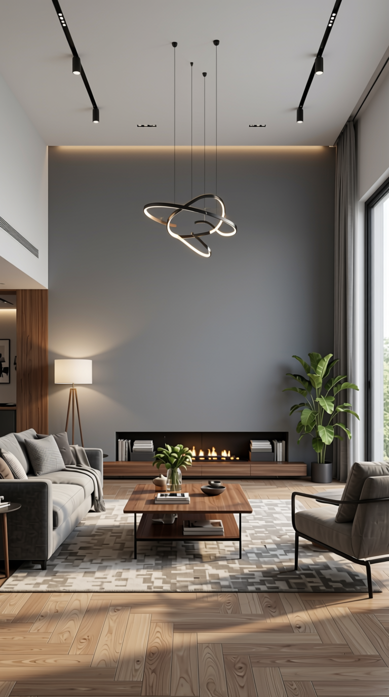 Tribeca Grey Texture Laminate 6x12 ft - STY-SOL-1788 — application view in a large living room