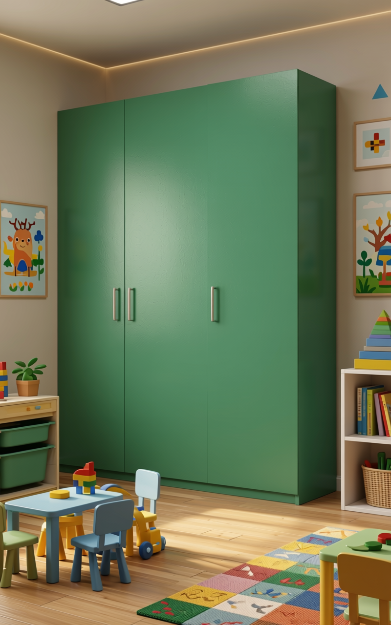 Trout Green Texture Laminate 4.25x10 ft - STY-SOL-1794 — application view in a kid's playroom