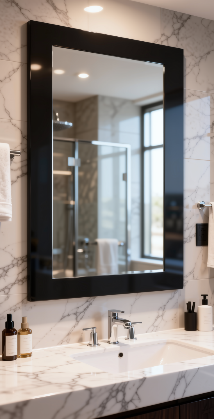 + Plain Laminate 8x4 ft High Gloss 1 mm - 21066 MR+ — application view in a modern bathroom