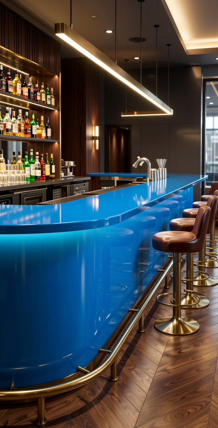 + Plain Laminate 8x4 ft High Gloss 1 mm - 22102 MR+ — application view in a contemporary bar