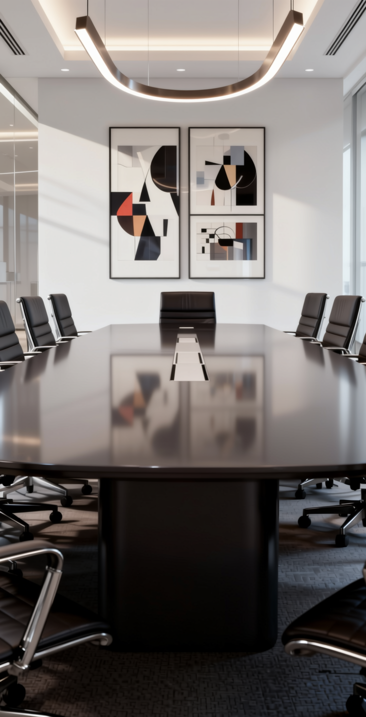 + Plain Laminate 8x4 ft High Gloss 1 mm - 21038 MR+ — application view in a minimalist office