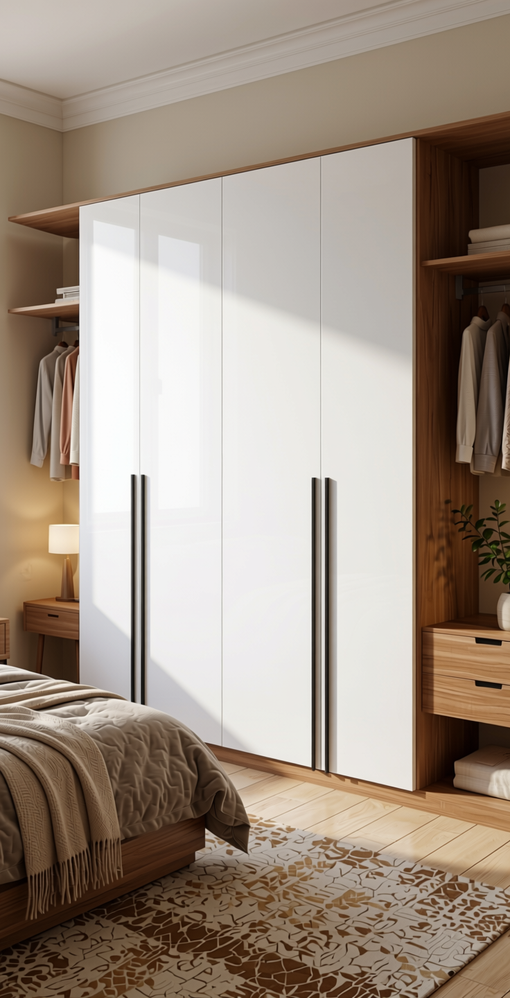 + Plain Laminate 8x4 ft High Gloss 1 mm - 21127 MR+ — application view in a upscale bedroom