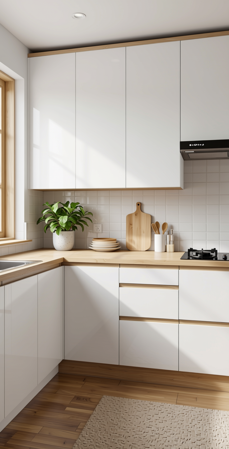 + Plain Laminate 8x4 ft High Gloss 1 mm - 21162 MR+ — application view in a modern kitchen