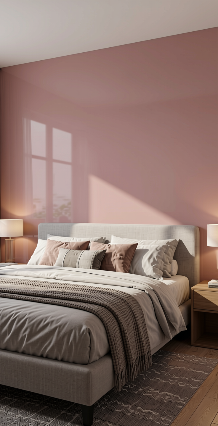 + Plain Laminate 8x4 ft High Gloss 1 mm - 22104 MR+ — application view in a modern bedroom