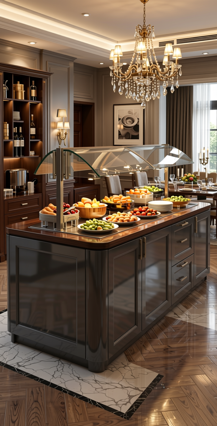 + Plain Laminate 8x4 ft High Gloss 1 mm - 21081 MR+ — application view in a elegant dining room