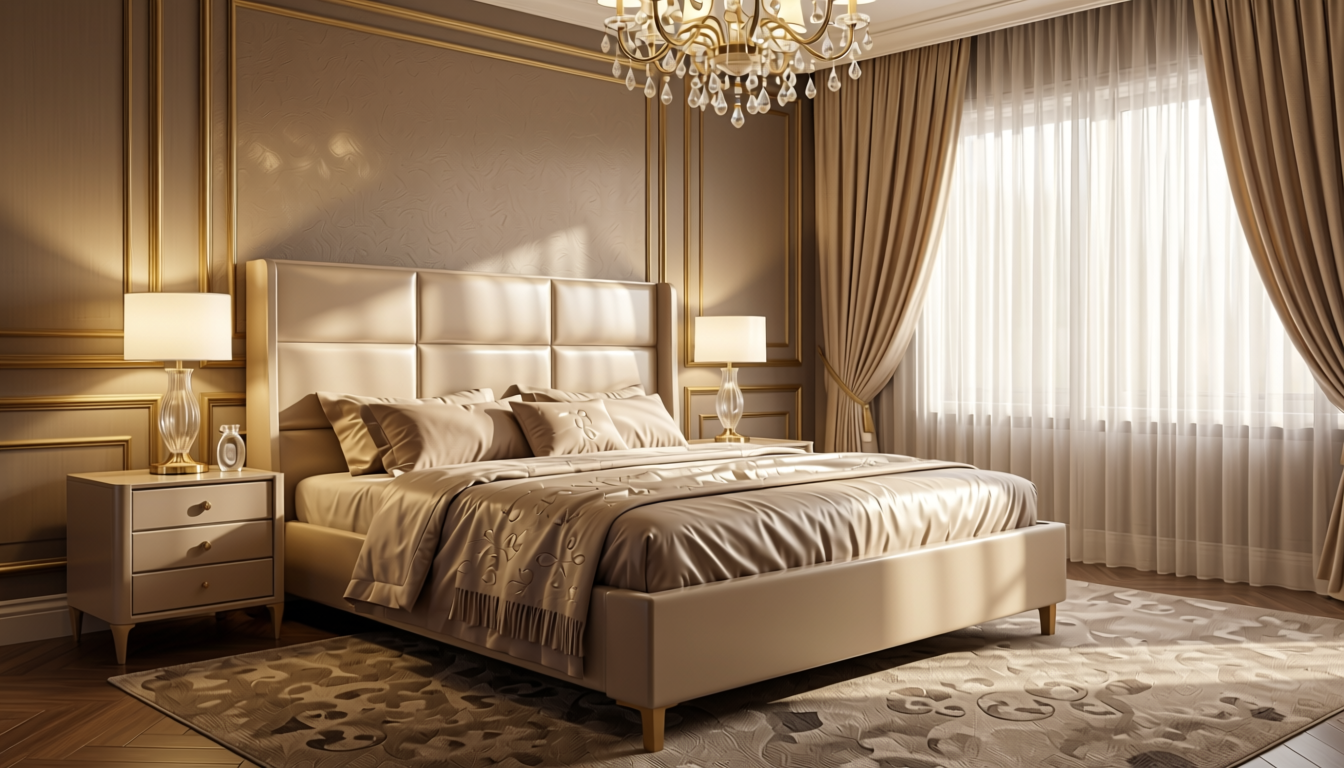 Plain Laminate 8x4 ft Glossy 0.8 mm - 1116 MLT — application view in a glamorous bedroom
