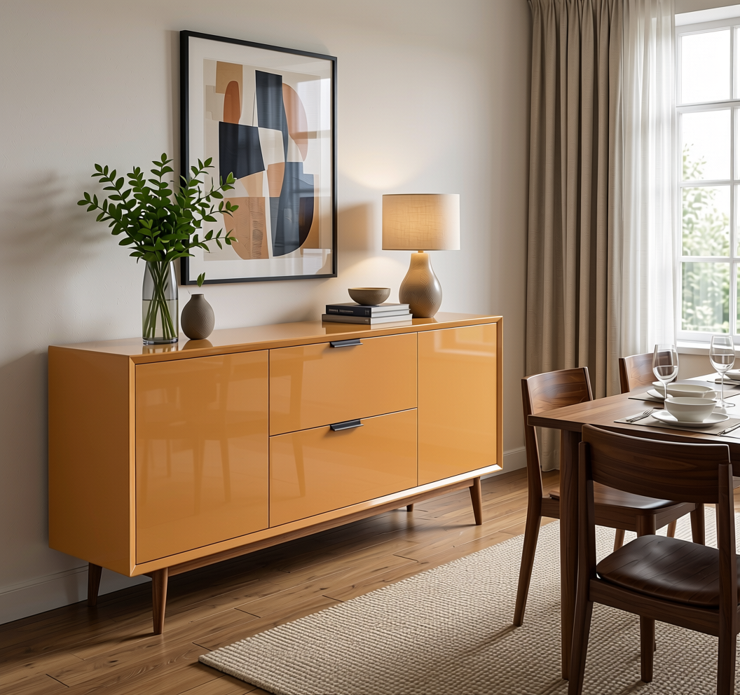 Plain Laminate 8x4 ft Glossy 0.8 mm - 1117 MLT — application view in a dining room